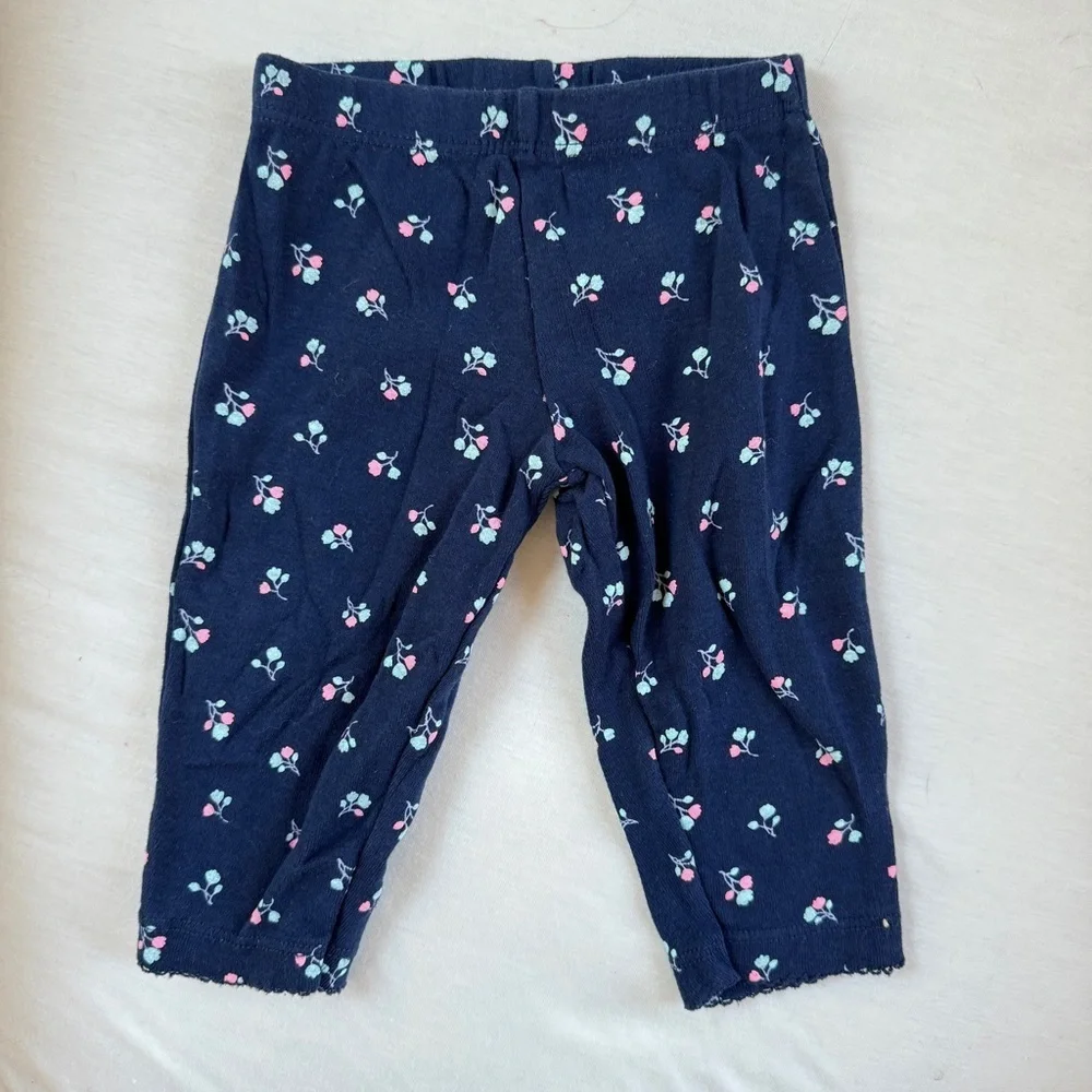 Navy Blue Flower Leggings with Bird Bum